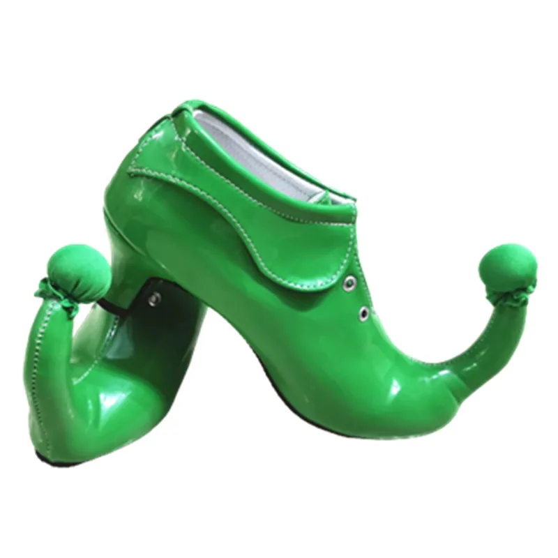 

Customized Upturned High Heel Clown Shoes For Girls Women Funny Circus Club Party Boots Green Red Halloween Joker Dress Up