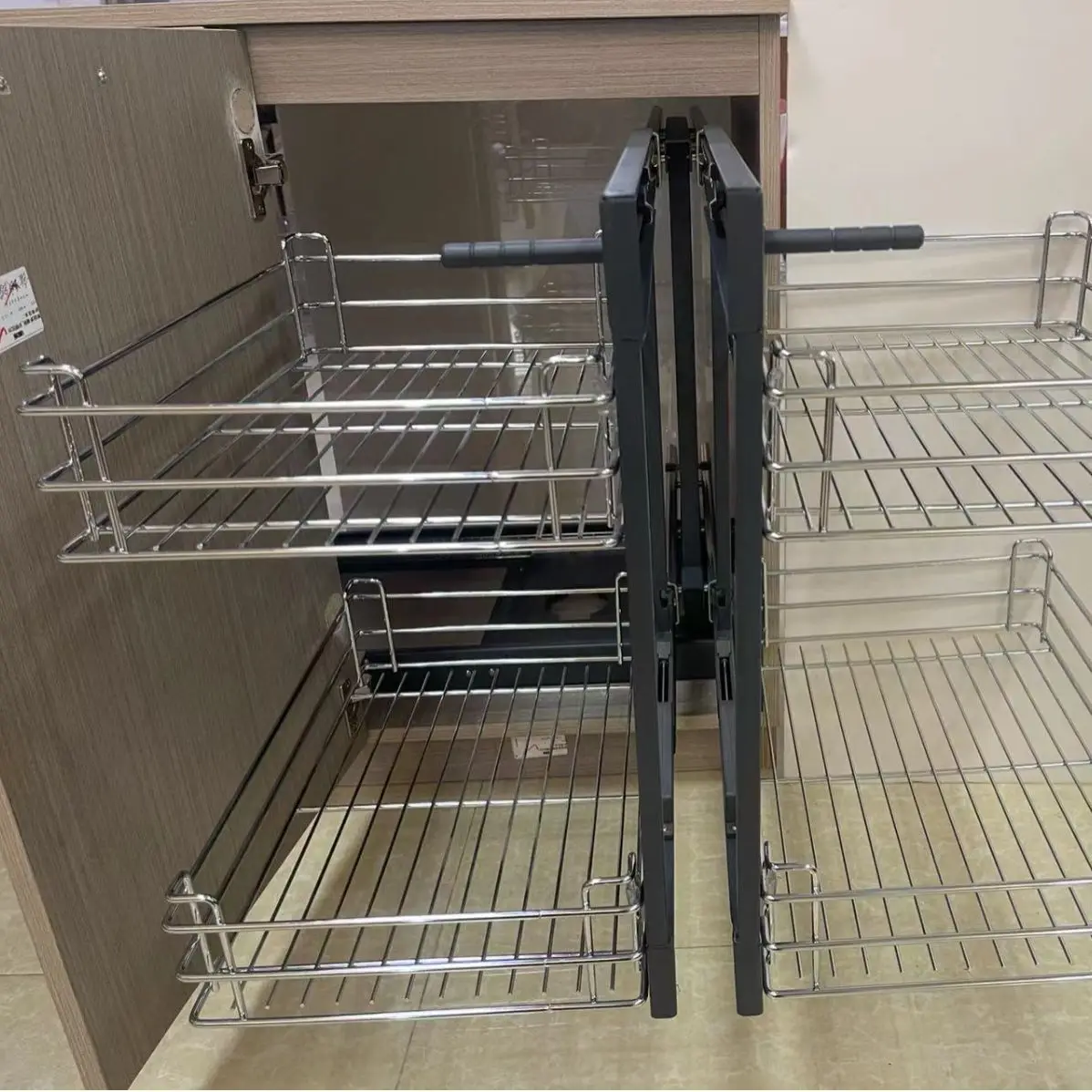 Pull basket corner pull basket stainless steel kitchen cabinet pull basket rack cabinet L-shaped corner