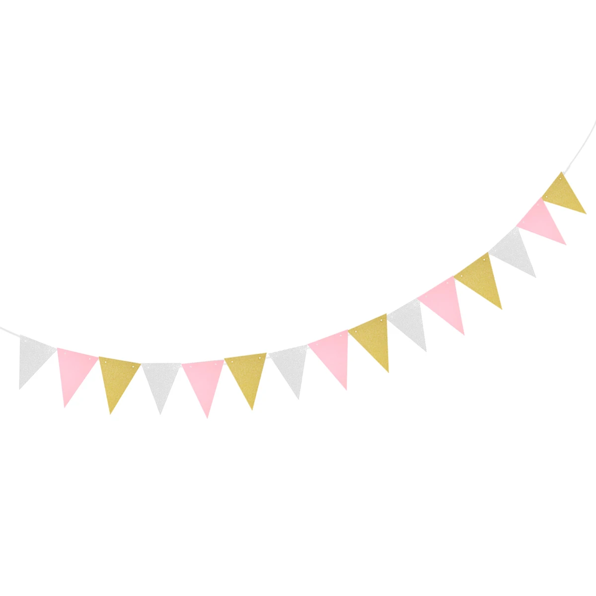 

3M Pennant Banner Garland 15 Flags Thick Paper Kids Room Decor Birthday Party Banners Baby Celebrations Glitter Colorful