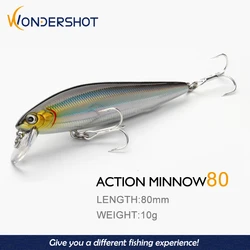 Wondershot A19 Sinking Minnow Wobblers Fishing Lure 80mm 10g Hard Bait Artificial Plastic Jerkbait Crankbait Bass Fishing Tackle