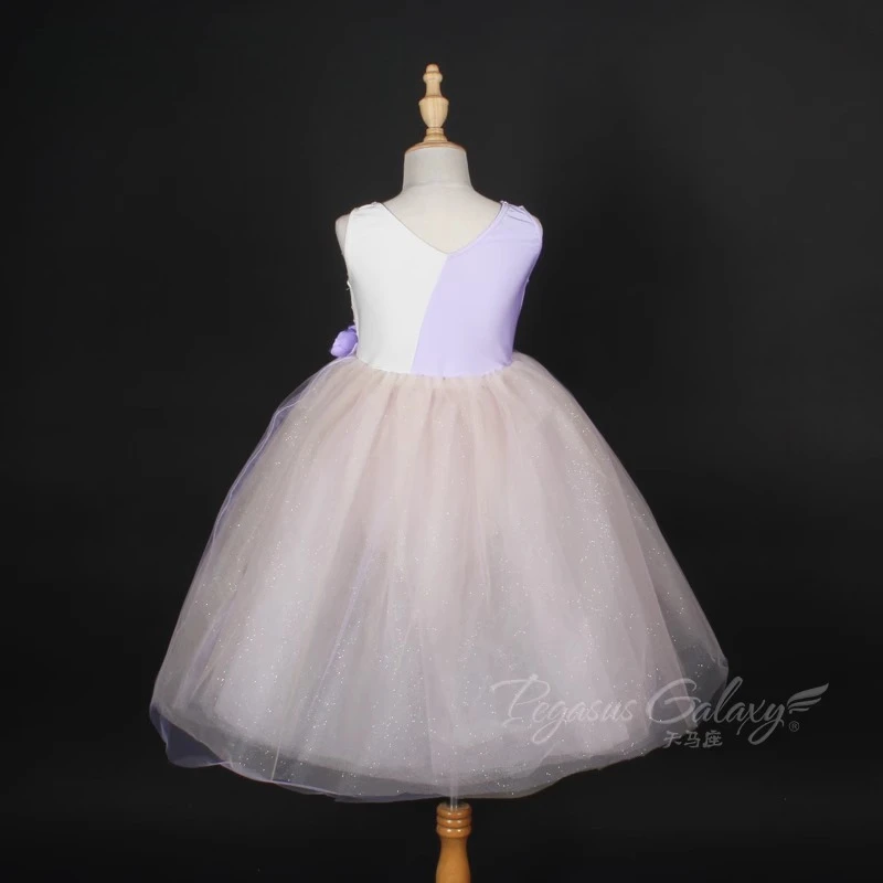 Robe Tutu de Ballet pour filles, manches en voile, Costume de danse combiné pour femmes, paillettes, spectacles sur scène, vêtements de danse, robe de décoration florale