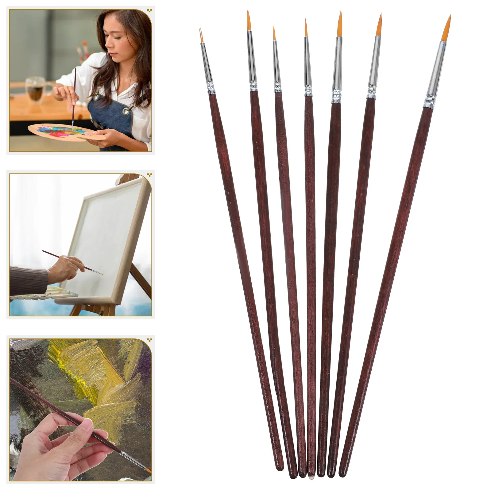 7Pcs Fine Detail Paint Brushes Set for Oil Watercolor Acrylic – Micro Liner Artist Brushes with Smooth Controlled Strokes