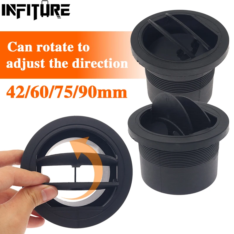 42mm/60mm/75mm/90mm Car Diesel Heater Pipe Vent Outlet Rotatable Open Group Black Exhaust Connector for Parking Heater