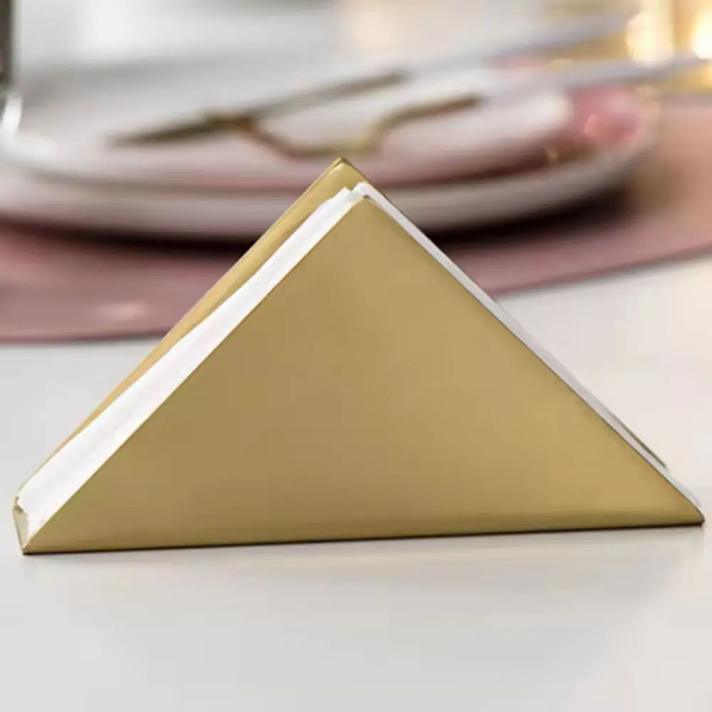 Servilletero triangular moderno de acero inoxidable, soporte de pañuelos Vertical artesanal duradero, estante de pañuelos de almacenamiento estable para cocina