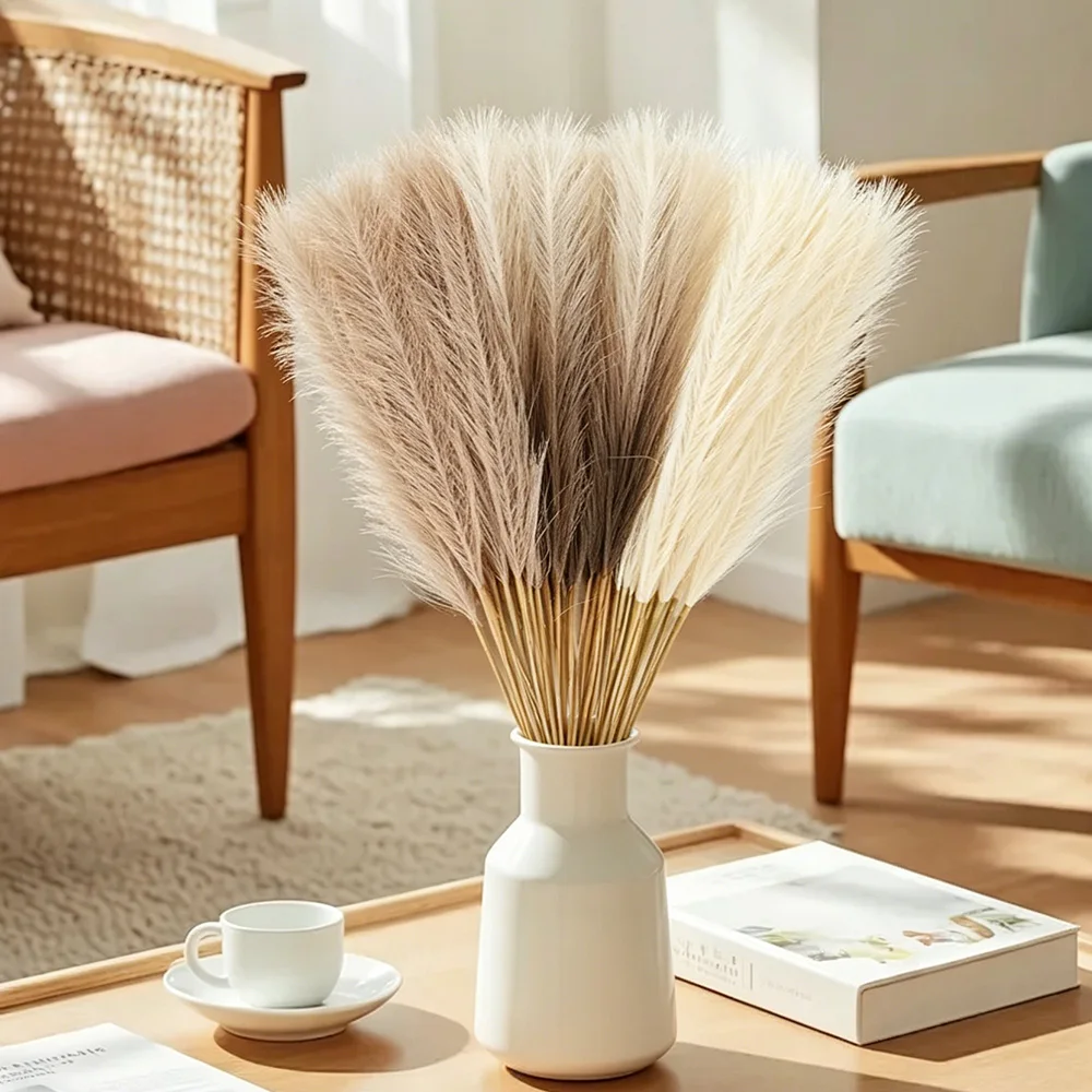 6/12 Stück Pampas-Kunstblumenstrauß, 55 cm, künstliche Blumen für Zuhause, Zimmer, Tischdekoration, Garten, Hochzeitsdekoration, Vasenzubehör – Detail 5