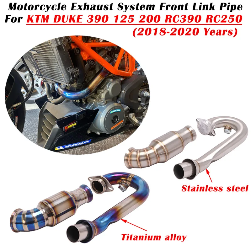 Slip On For KTM DUKE 390 125 200 RC390 RC250 2018 2019 2020 Motorcycle Exhaust Escape Modify Titanium Alloy Front Mid Link Pipe