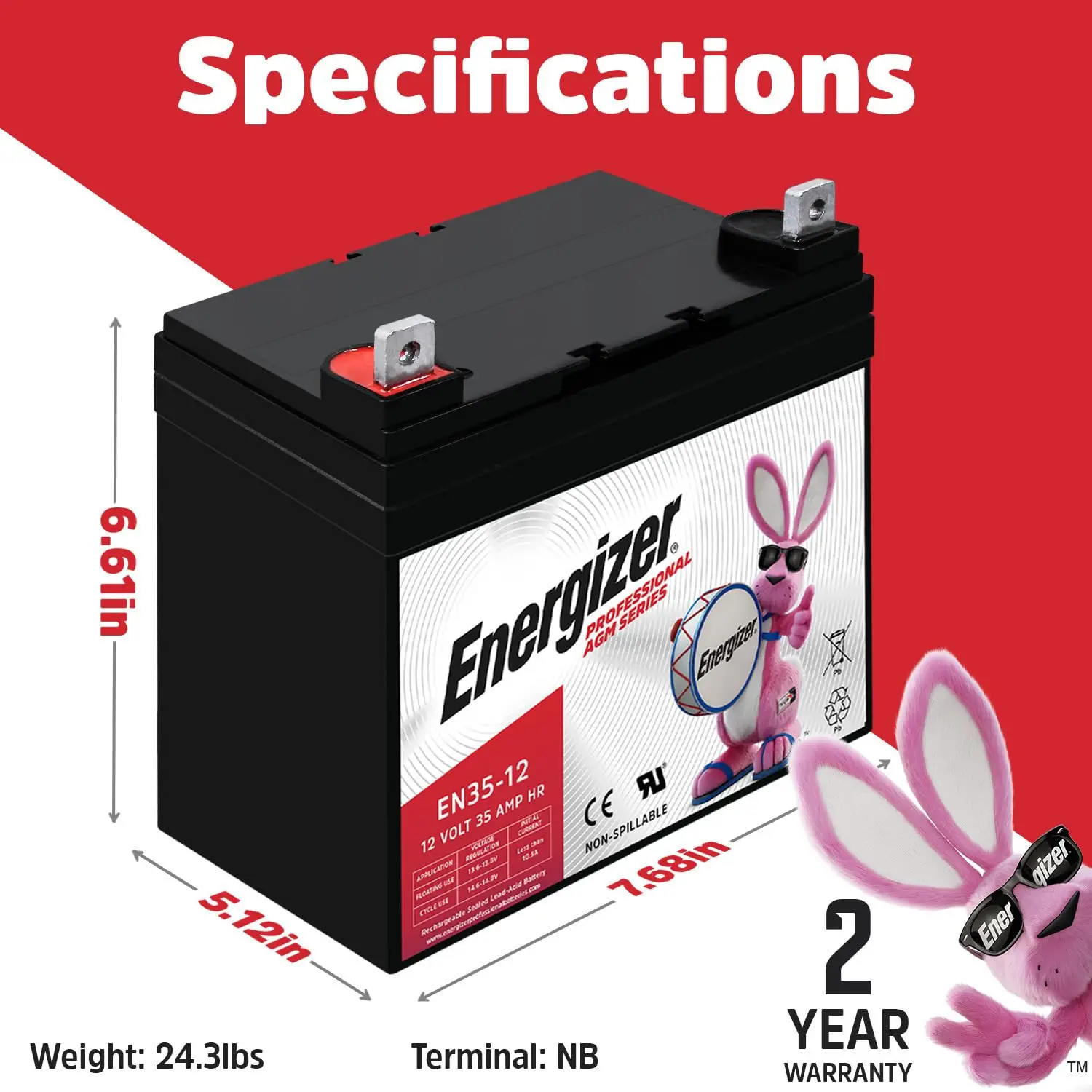 12V 35Ah Sealed Lead Acid AGM Rechargeable Battery for Wheelchairs, Scooters, Backup Power, Customized