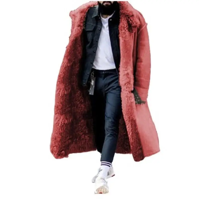 Color Solid Autumn Winter and Long Thickened Overcoat Lapel Frosted Velvet Long Sleeves Warm Pie To Overcome Cotton-Padded Cloth