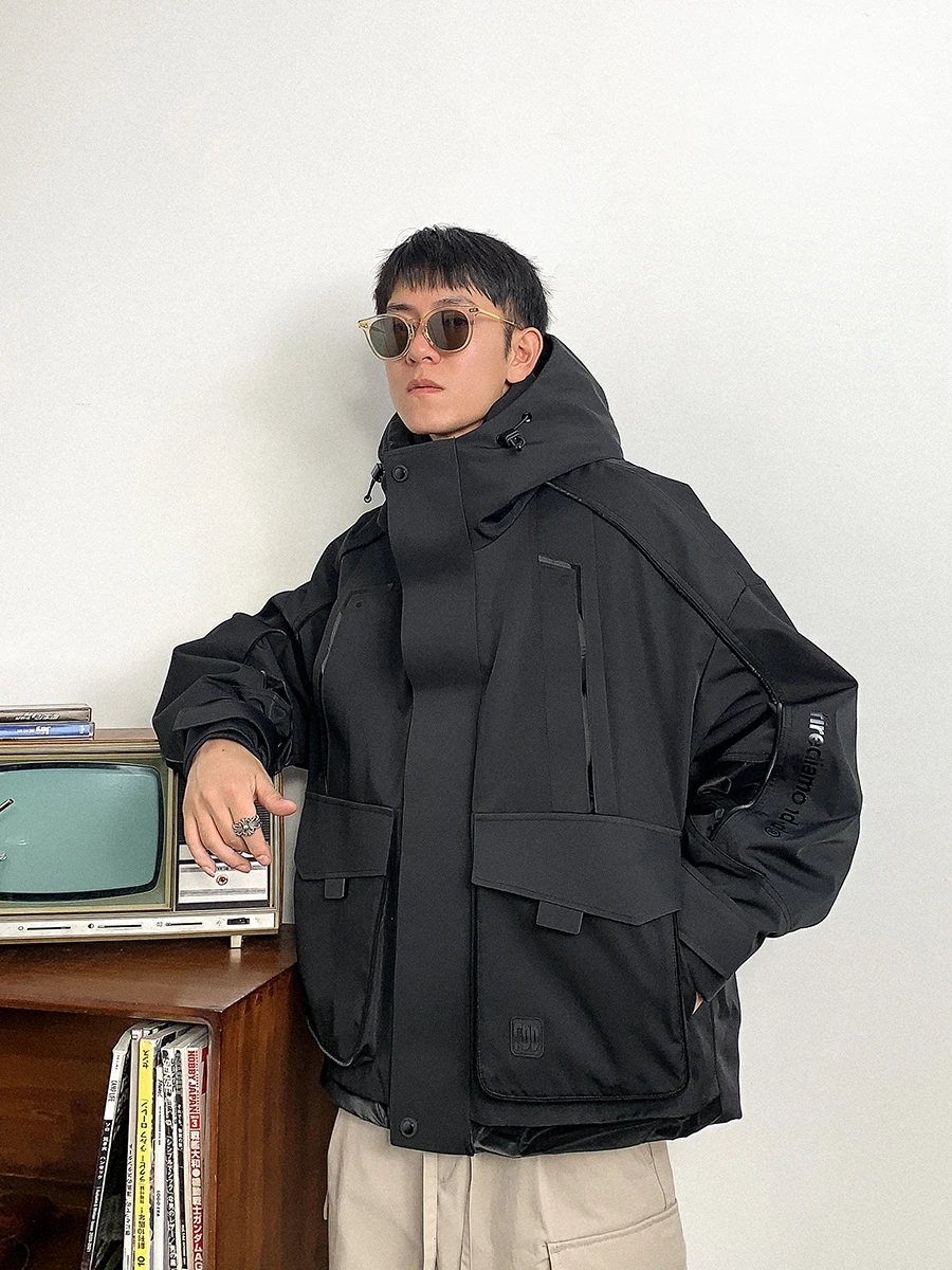 

Trendy Hooded Men's down Jaet Winter Windproof Multi-ket Warmth Retention Faionable Workwear Sle Thiened Polyester...