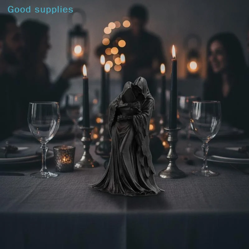 nimble3D Printed Grim Reaper Hugging Couple Sculpture Vintage Gothic Art Ornament for Halloween Desktop Room Decorobject