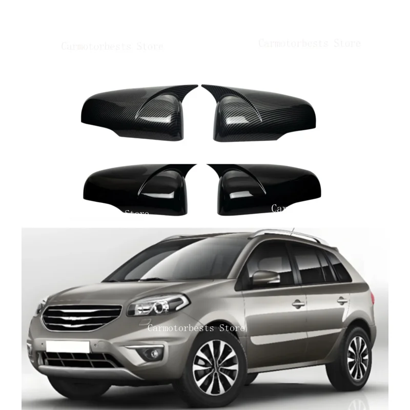Car  Rearview Side Mirror Cover Fit For Renault Koleos Y 2012 2013 2014 2015 2016   Wing Cap Rear View Case Trim Carbon Fiber