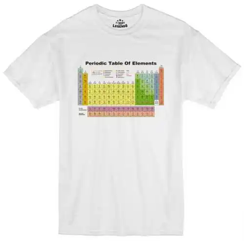 Ciencia Camiseta Hombre Tabla Periódica Elementos Geek Nerd Corte Normal Hilado