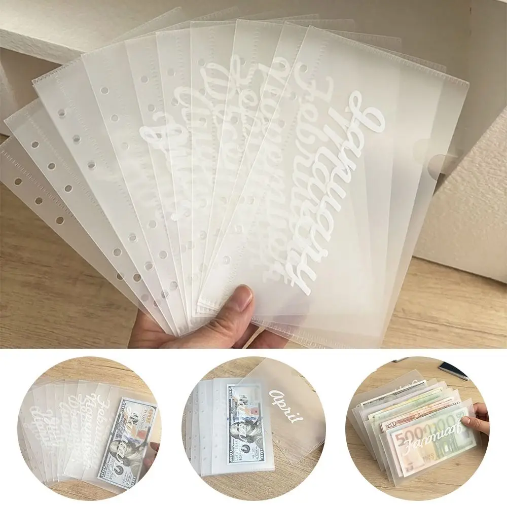 

Креативная 12-месячная сумка для хранения наличных, прозрачная 6-отверстий, книга для управления наличными, PP A6, органайзер для денег, сменный лист