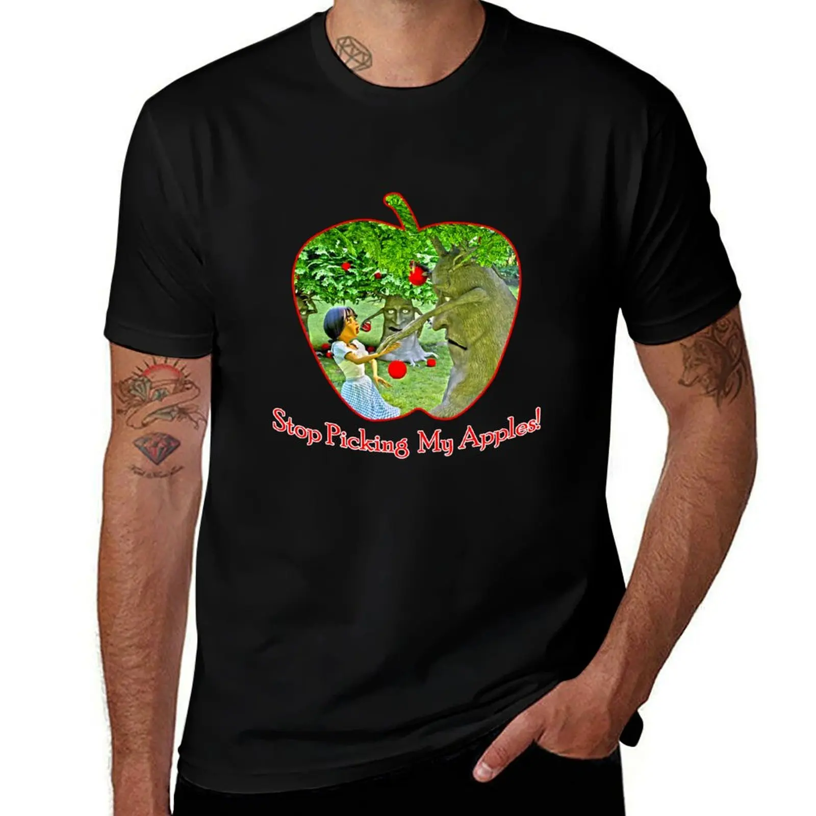Stop Picking My Apples T-Shirt All Match Basic Short Sleeve Top