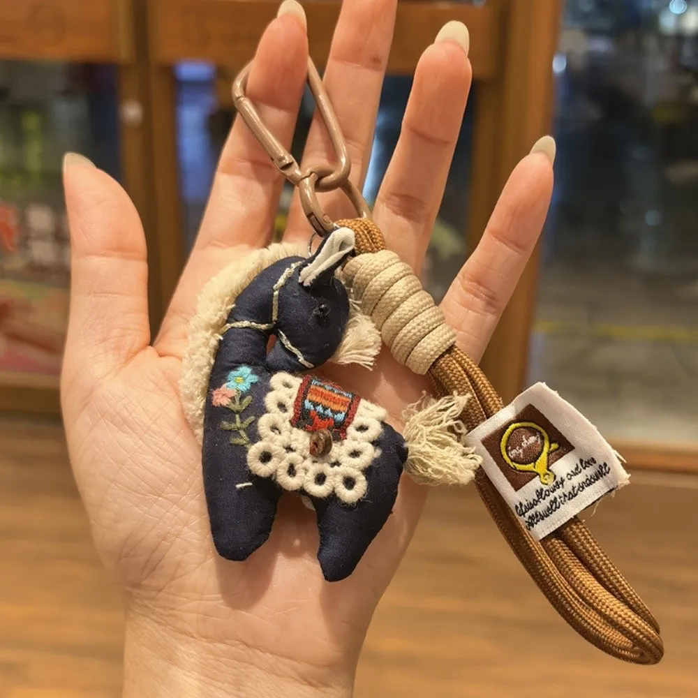 Stuffed Animal Horse Keychain Cute Design Hanging Decor Horse Year Key Ring Lucky Mascot Backpack Ornaments Pony Pendant