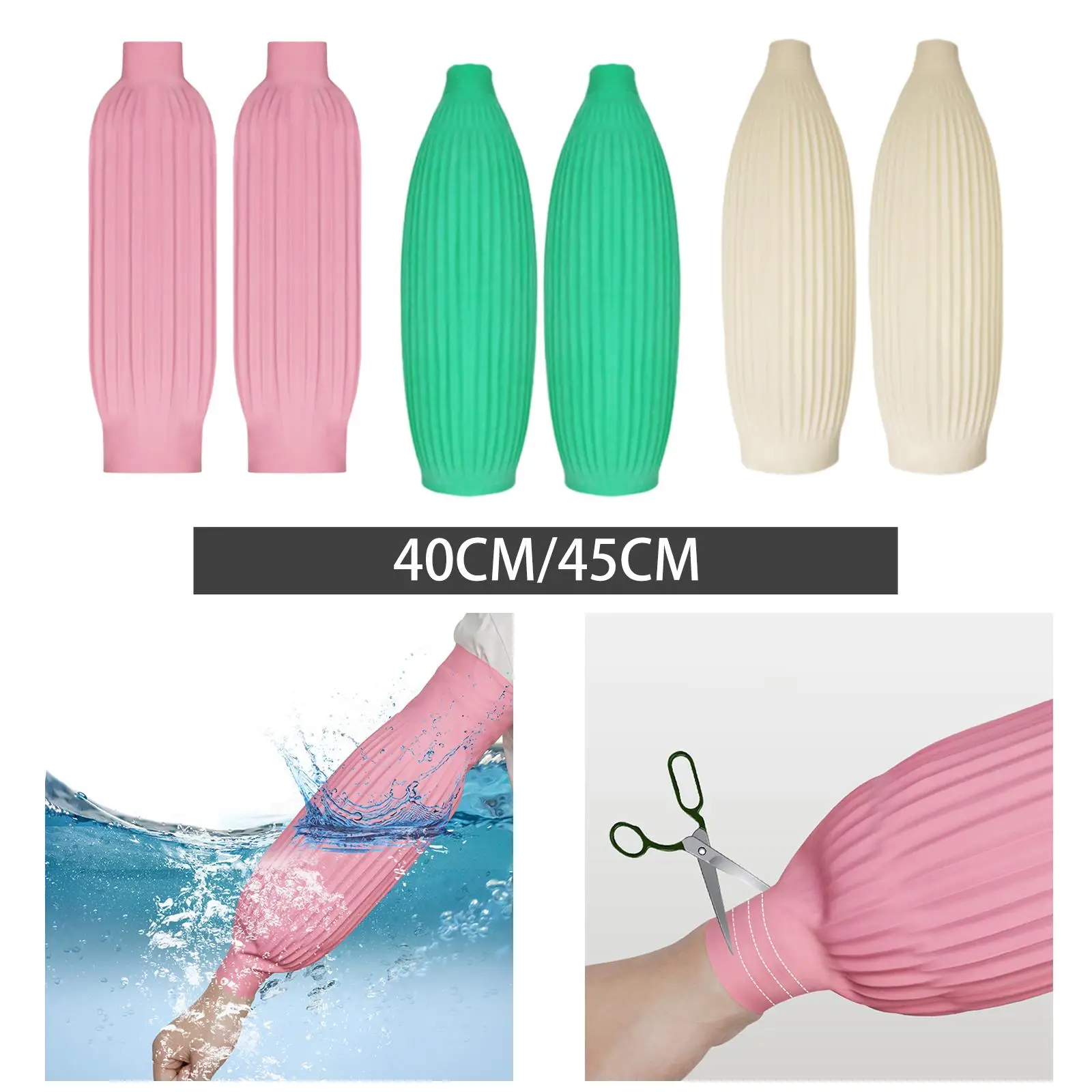 Waterproof Arm Sleeve Protectors for Home Cleaning Latex Oversleeves with Elastic Bands and Cuttable Cuffs for Hotel