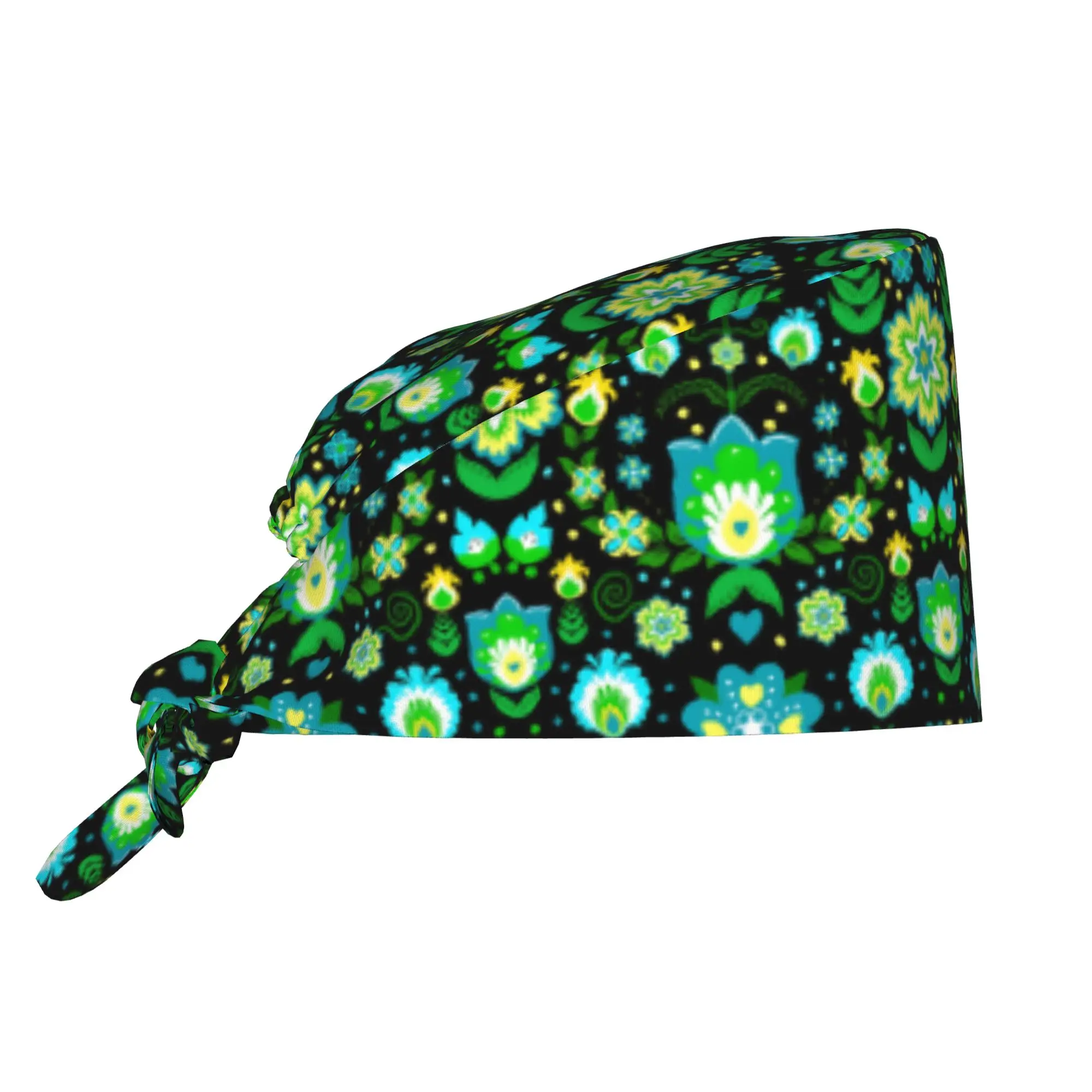 Polish Floral   Scrubs Cap Surgical Hats Men Women Poland Folk Flowers  Operating Room Cap Operator Hats Lab Works Hat