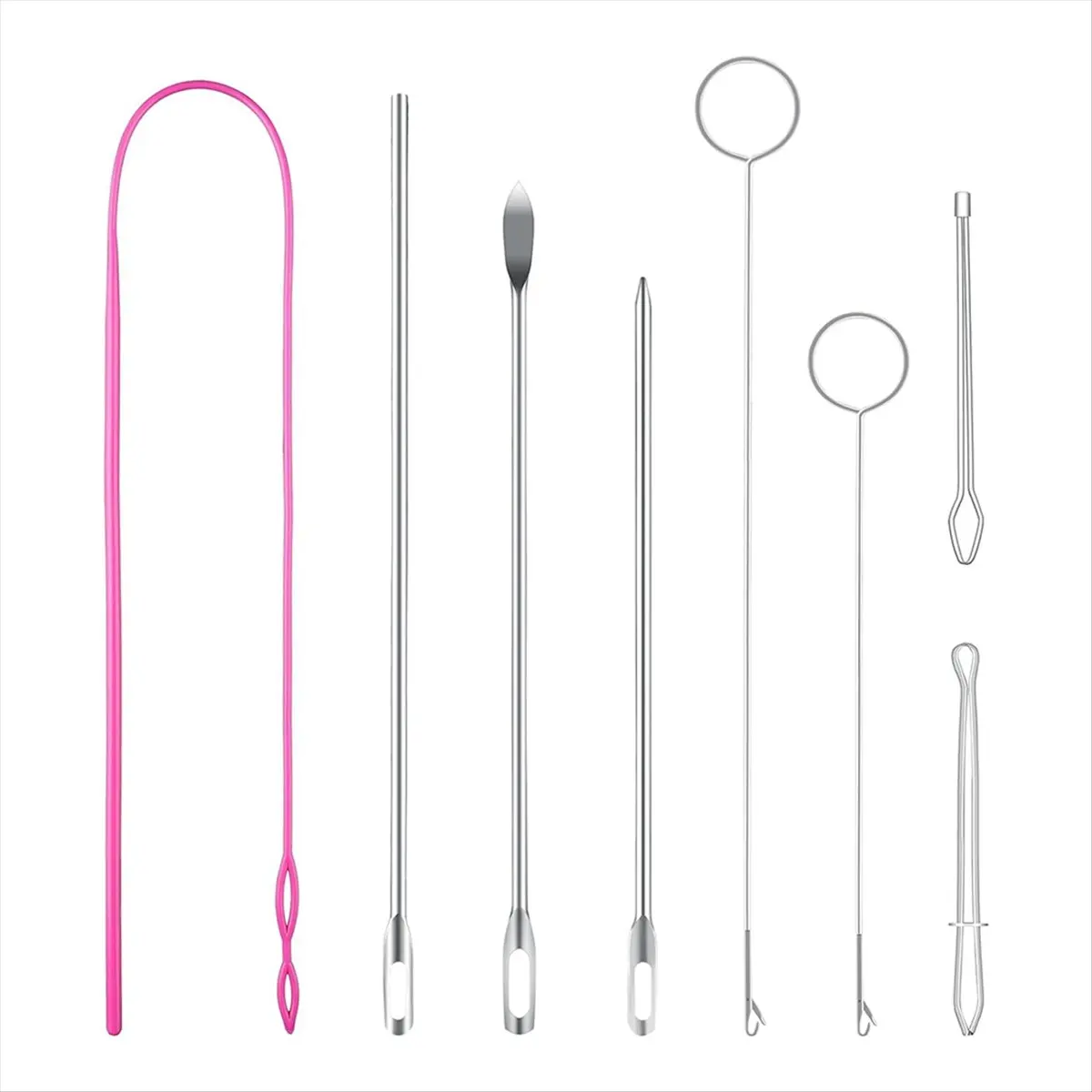 ABZT Drawstring Threader Tool Set, Stainless Steel Sewing Loop Turner Hooks with , Flexible Drawstring Threader