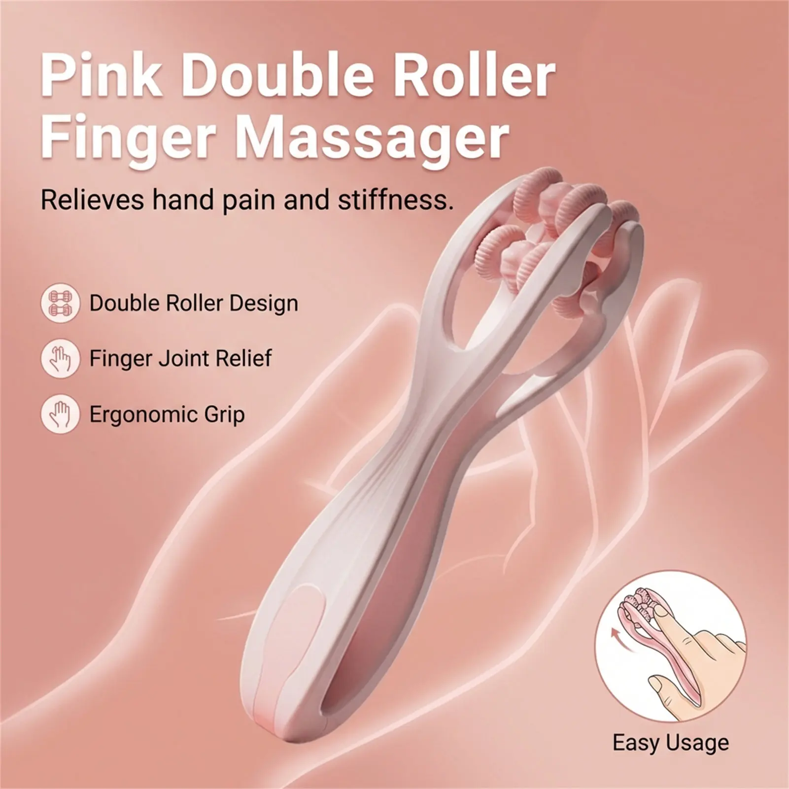 Portable Finger Joint Massager with Dual Roller Design Ergonomic Hand Pain Relief for Office Home Travel Use view 5