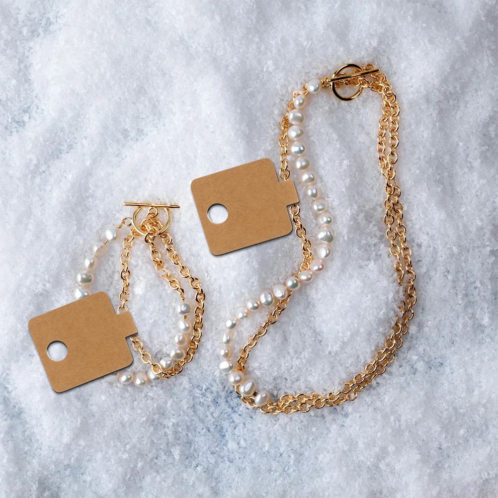 

100Pcs Jewelry Display Cards Self-Adhesive Folding Packaging for Bracelet Rings Hair Ties Earrings Necklace Keychain Organizer