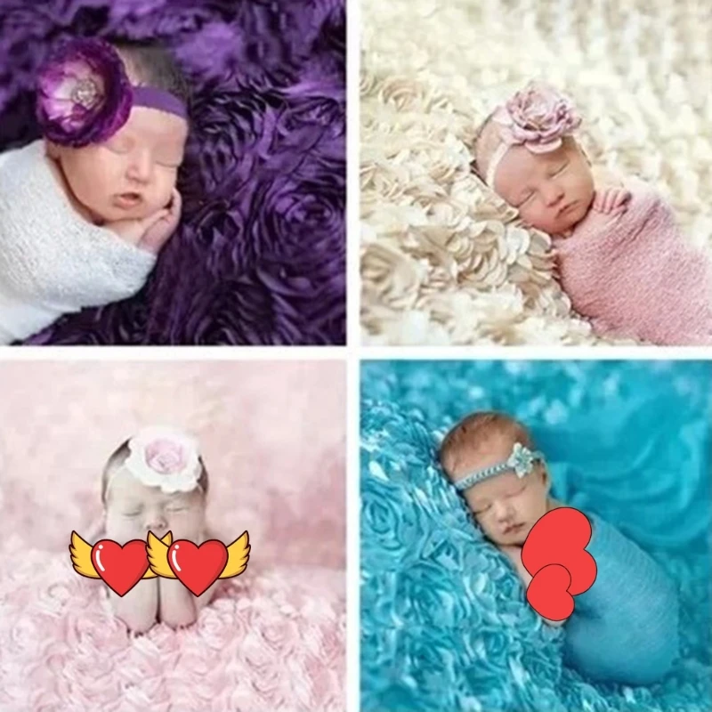 Newborn Photography Props Blanket DIY Rose Flower Blanket for Baby Studio Photo Shooting Background Wrap Mat Accessories