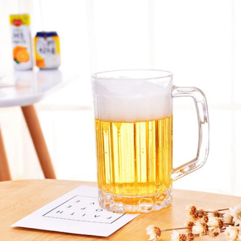 500ML Transparent Beer Mug Plastic Unbreakable Breakfast Milk Coffee Juice Water Cup Barware Drinkware for Home Party Bar KTV