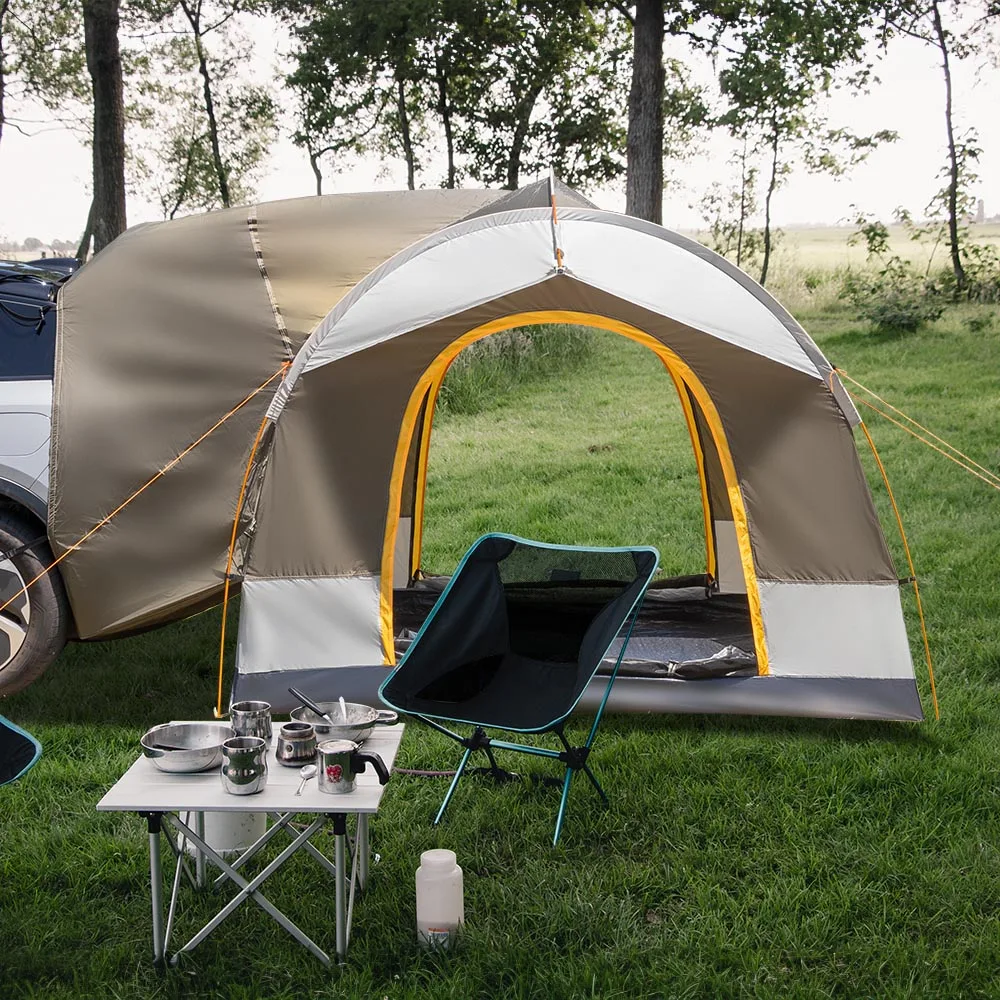 SUV Camping Tent, Outdoor SUV Tent with Double Doors for 5 Person, Waterproof PU2000mm Double Layer Tent for Outdoor Travel