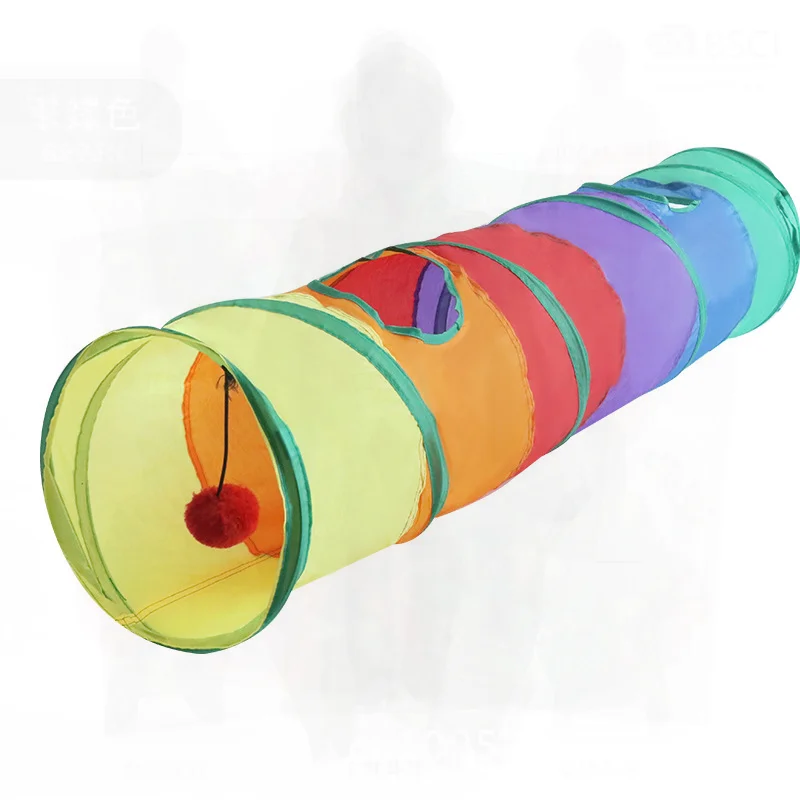 

Rainbow Direct Foldable Cat Tunnel Educational Self-Higher Pet Supplies Polyester Toy for Cats