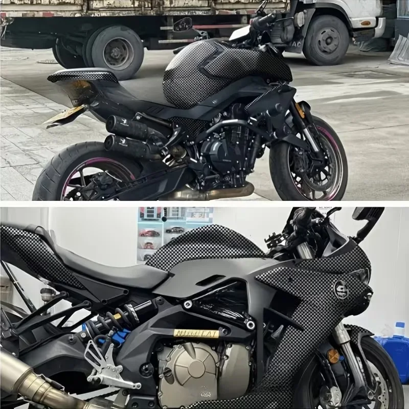 PET Black Square Grid Checkered Carbon Vinyl Wrap Film Self Adhesive Decal Sticker Motorcycle Car Wrapping Roll with Air Release