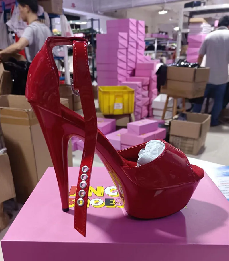 LAIJIANJINXIA New 15CM/6inches PU Upper Model Sexy Exotic High Heel Platform Party Women Sandals Pole Dance Shoes H028