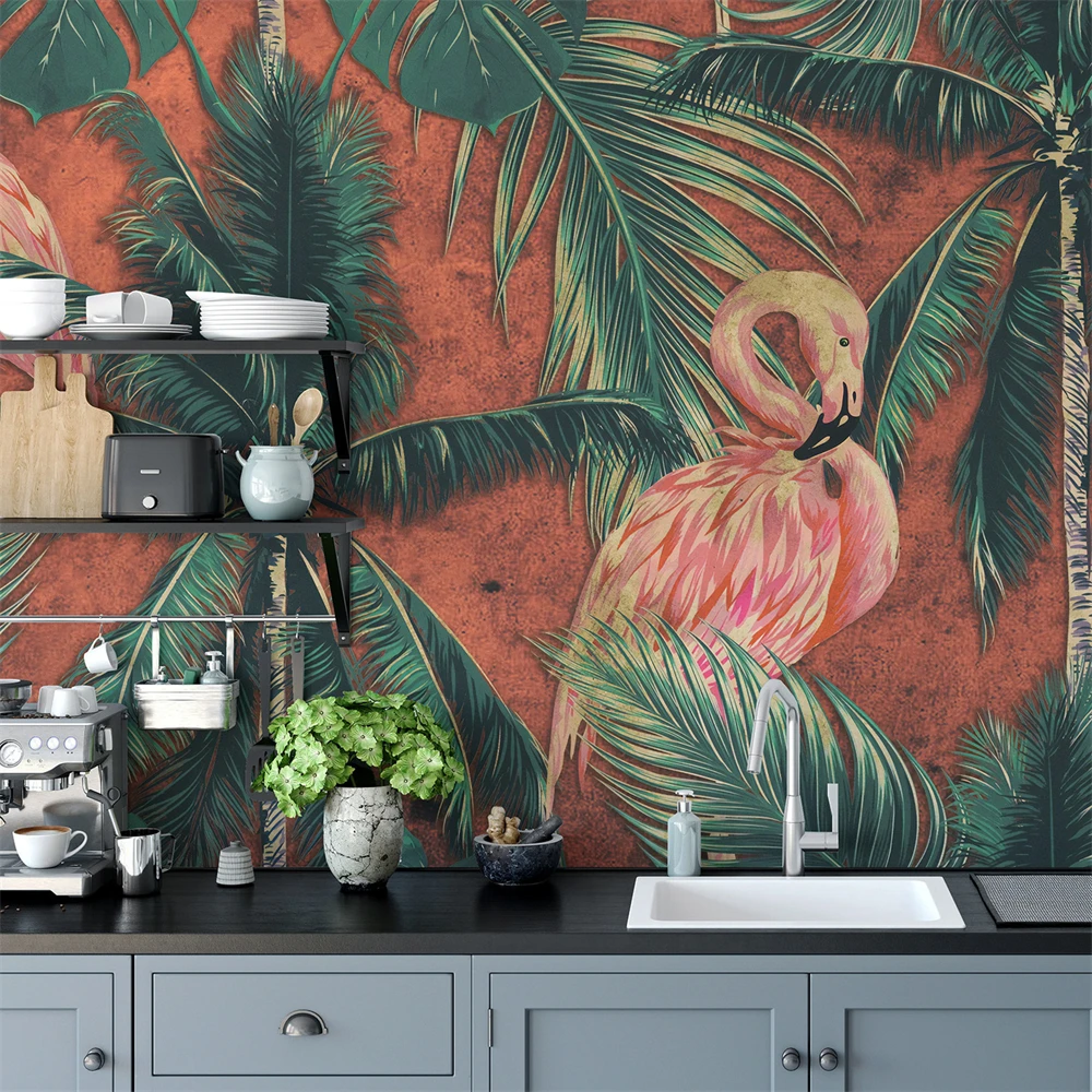 Custom Southeast Asian tropical flamingo wallpapers for living room TV background 3D mural wall cloth home wallpaper Study room