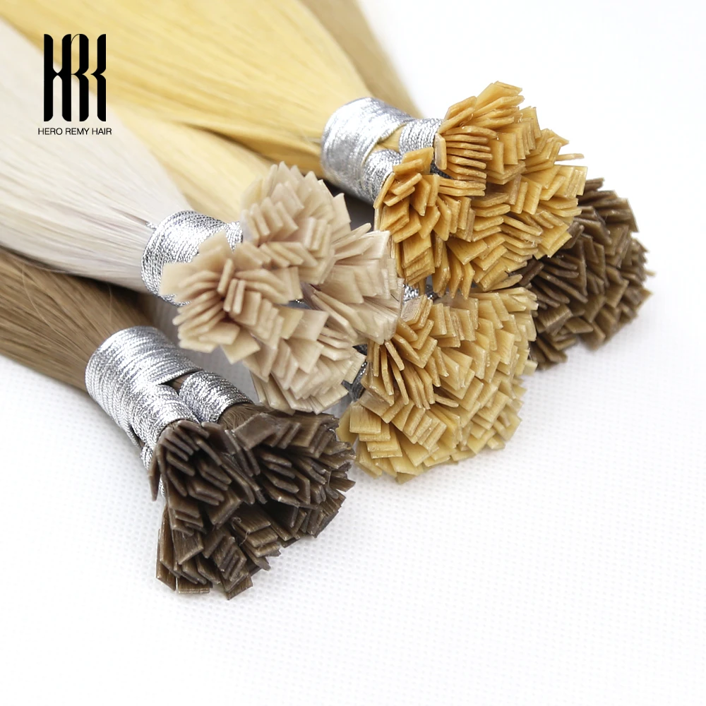 Flat K Tip Hair Extension 100% Remy Human Hair Keratin Fusion Pre Bonded Natural Straight Real Hair Salon Quality 16-22