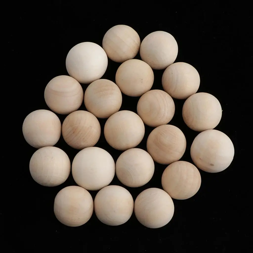 Wood Round Balls, 3cm Unfinished Wood Balls for Crafts - Bag of 10