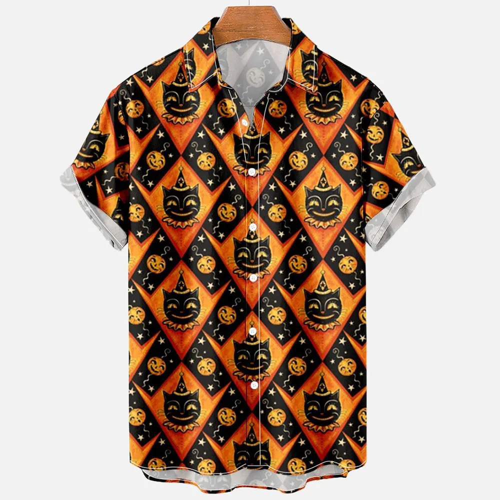 2024 Colorful Cats Retro Fashion 3d Men\'s Hawaiian Shirt Male Clothing Casual Shirts Men\'s Shirt Fashion Loose Short Sleeves 5xl