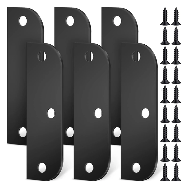 A26F-6 Pcs Hinge Filler Plates 3.5 Inch With 5/8 Inch Door Edge Filler Plates Door Hinge Shims Gate Hole Cover