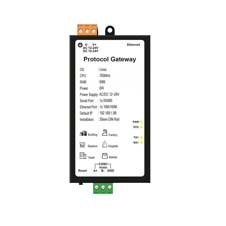 BAC1001-ARM BACnet Gateway 1*RS485 1*Ethernet 256 Points BTL Certified Modbus RTU to BACnet IP for BAS