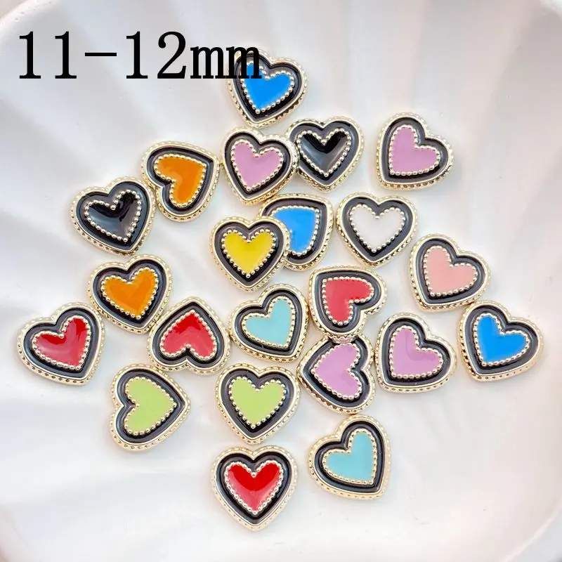 50Pcs New Cute Resin Mini Colorful Heart Series Flat Back Manicure Parts Embellishments For Hair Bows Accessories