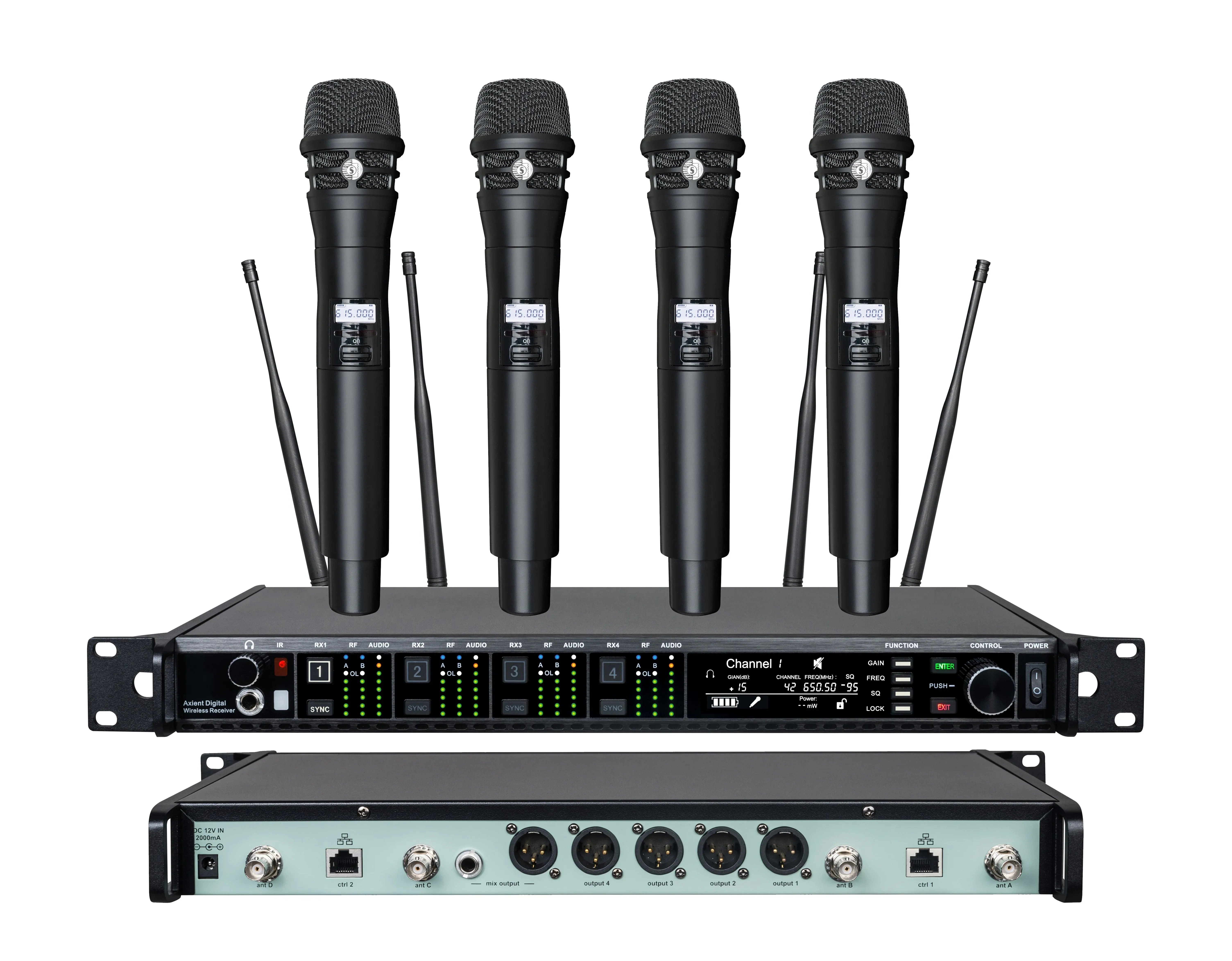 4-Channel AD4Q Digital Wireless Karaoke Microphone System 4 KSM9/KSM8/KSM11 Handheld Mic