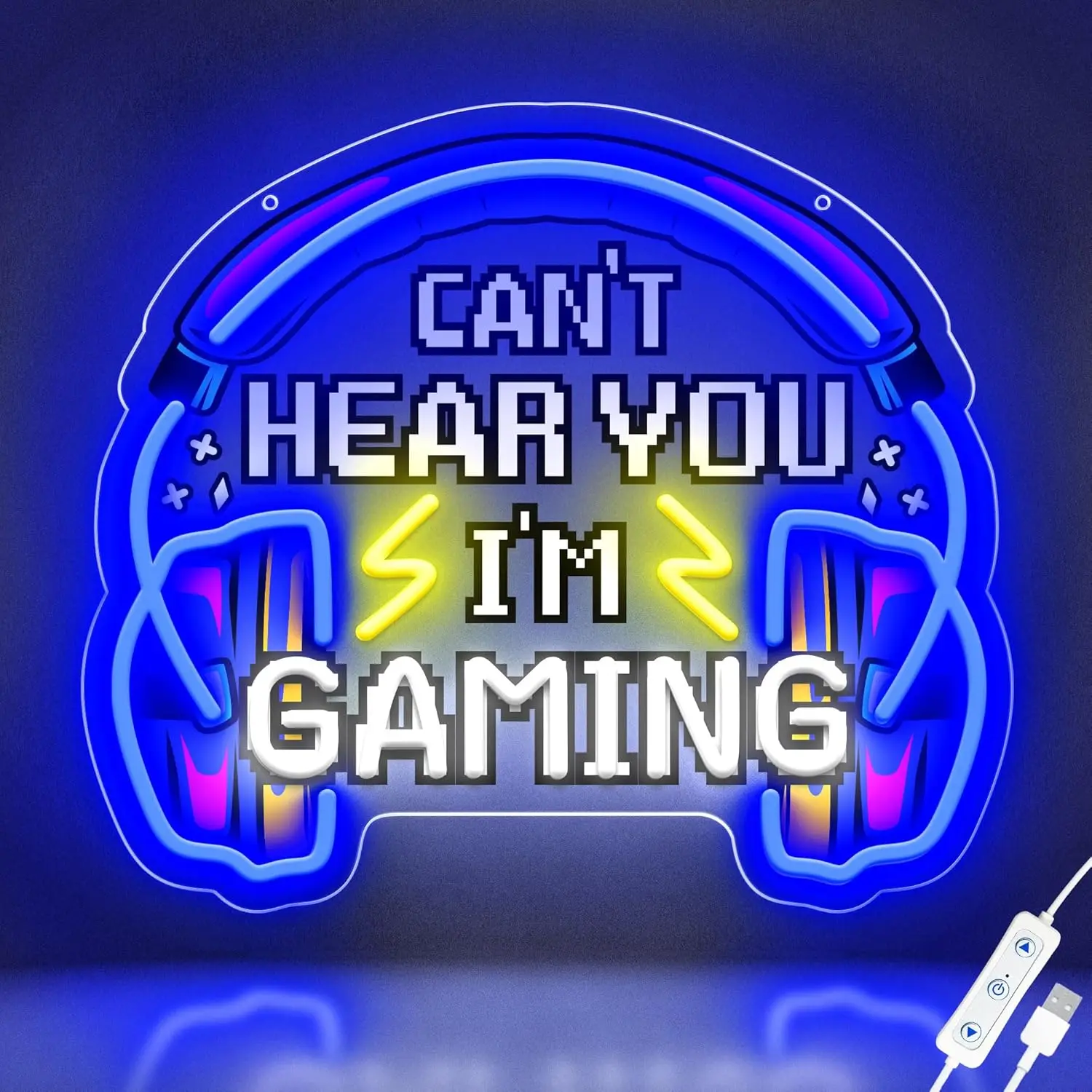 

Can't Hear You I'm Gaming Neon Signs Wall Decor Headset Gamer Headphone LED Game Zone Man Cave Room Birthday Christmas boy Gift