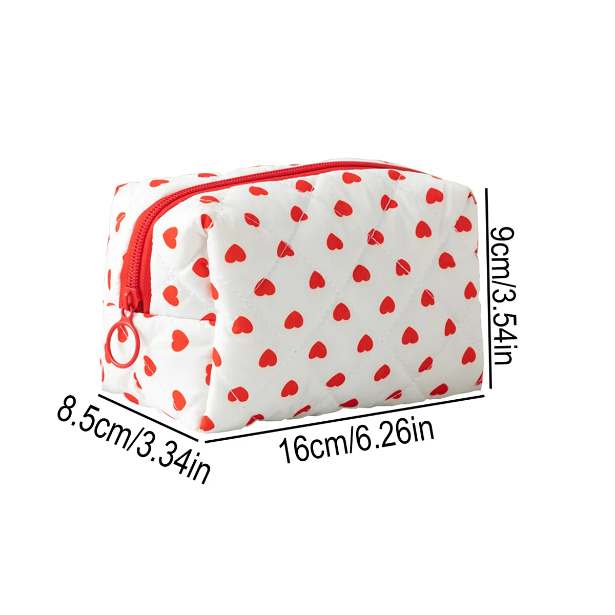 Cute Heart Pattern Makeup Brush Bag,Cotton Drawstring Cosmetic Pouch for Women, Travel Toiletry Storage Organizer Gift