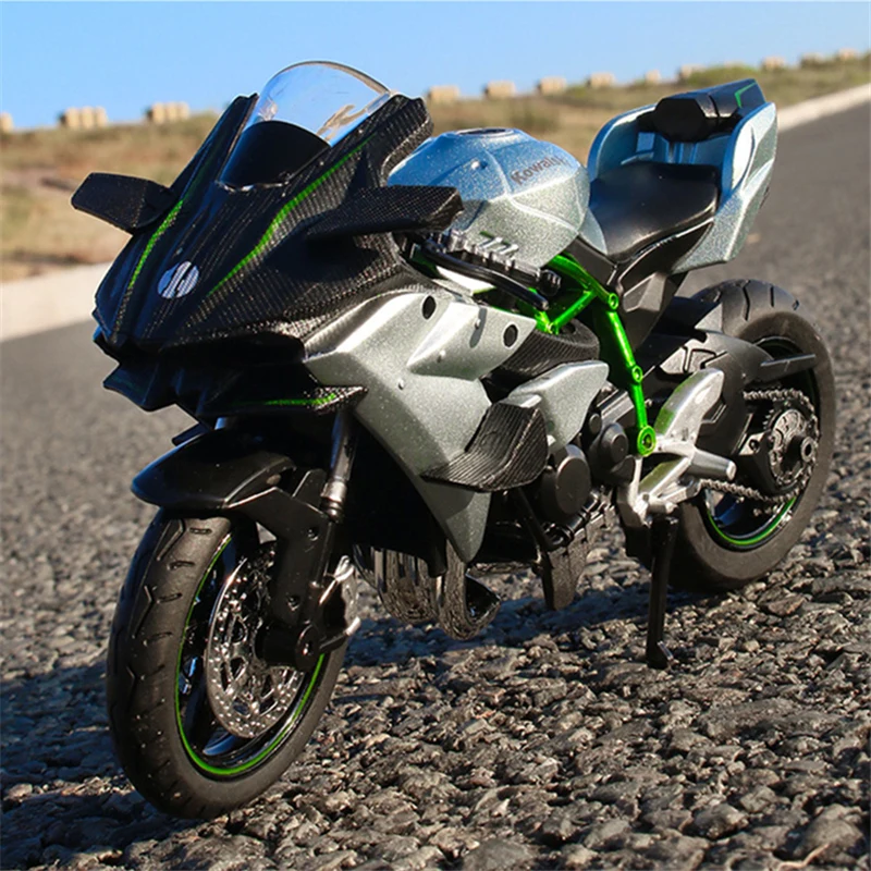 1:12 KAWASAKI H2R Alloy Racing Motorcycle Simulation Metal Street Motorcycle Model With Sound and Light Collection Kids Toy Gift