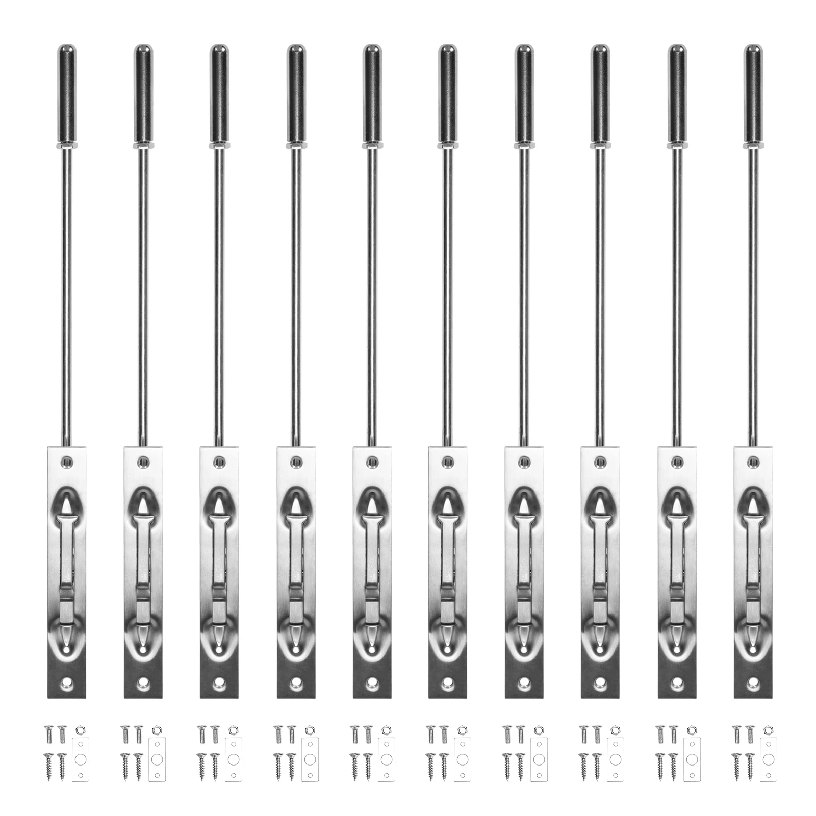 

10 Pcs Extended Flip Lever Flush Bolt 16.54inch Concealed Safety Door Lock Solid Stainless Steel for Metal Doors Aluminum Doors