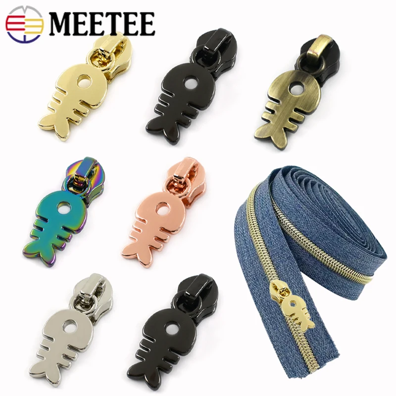 

5-50Pcs 5# Metal Zipper Pulls Closure for Nylon Zip Bags Pocket Zippers Slider Garment Decorative Sewing Zips Head Repair Kits