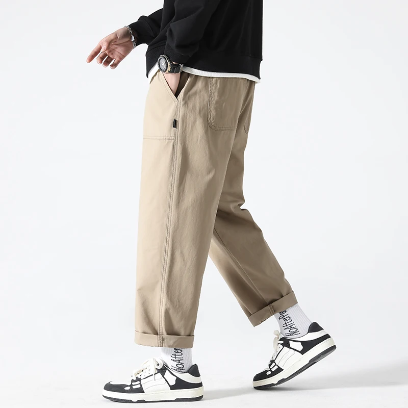 Men's Sports Pants Cotton Thin Loose Breathable Cycling Pants Grey Black Straight Leg Pants 2024 New Men's Wear