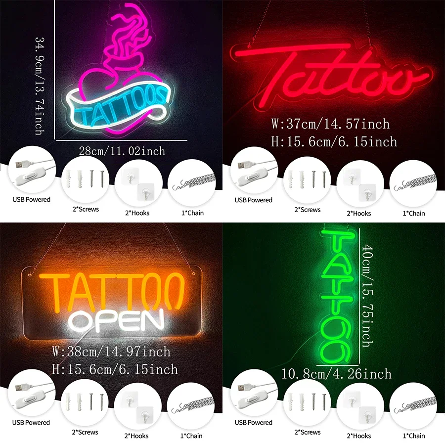 Logo With Tattoo Neon Business of Theme Usb Studio for Bedroom Decor for Room Sign Powered Used Club Bar Gift Lovers. Mitzvah