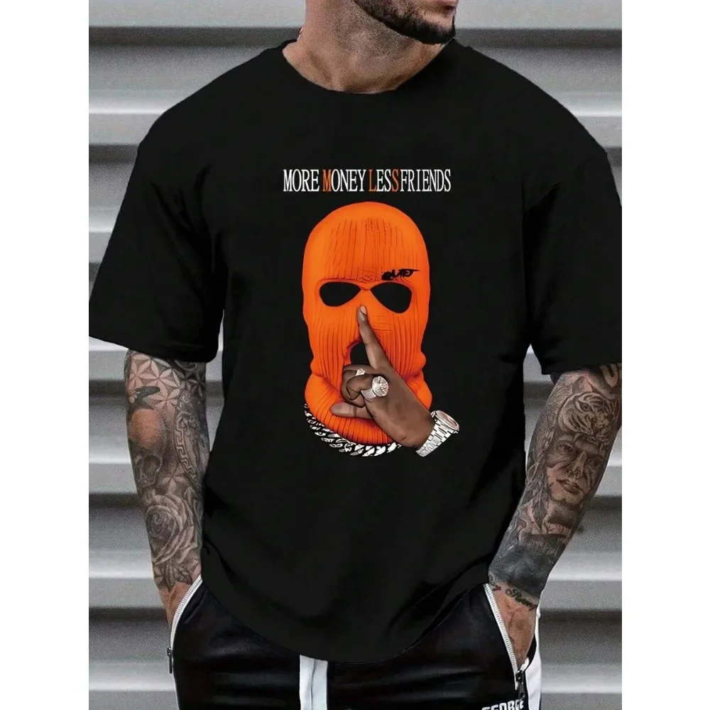 

Men's summer casual character letter print T-shirt street Harajuku Y2k oversized trend breathable round neck short-sleeved top