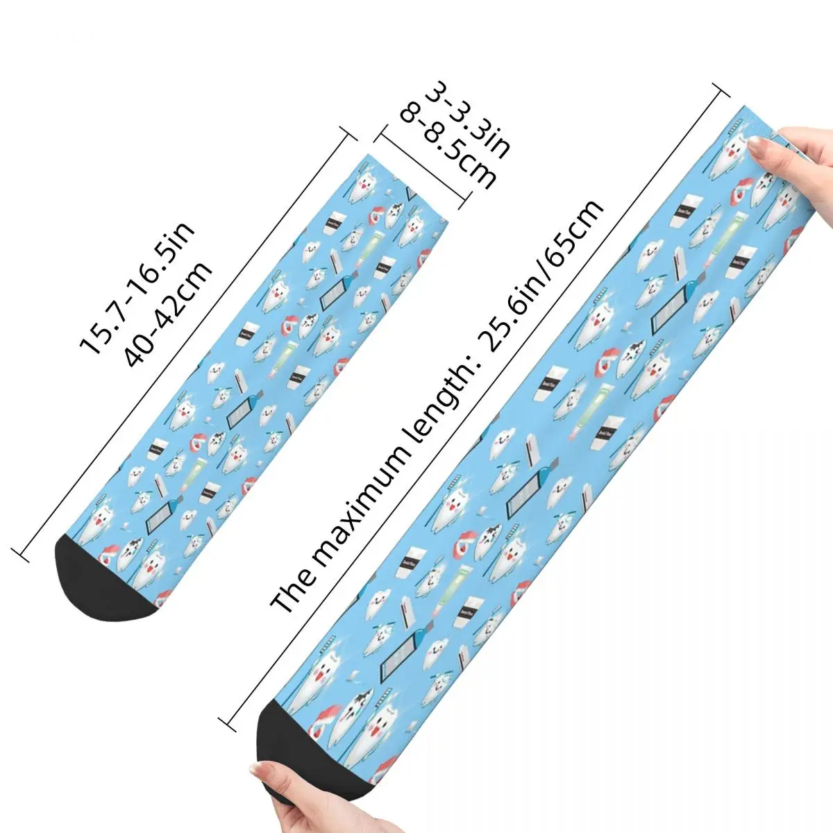 Pattern Blue Background Tooth Teeth Dental Braces Stomatology Department Socks Male Mens Women Summer Stockings Polyester