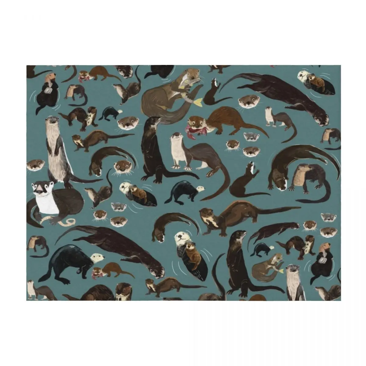 

Sea Otters Throw Blanket Flannel Fabric Nap Hairys Blankets