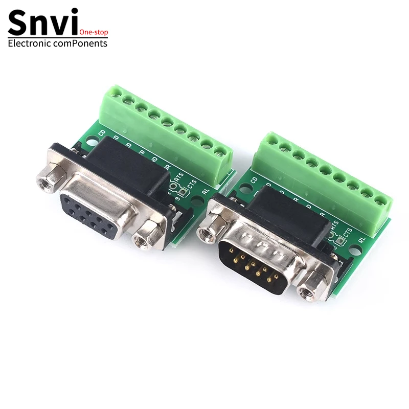 

Snvi 9pin Solderless Connectors DB9 RS232 Serial to Terminal Female Male Adapter Connector Breakout Board