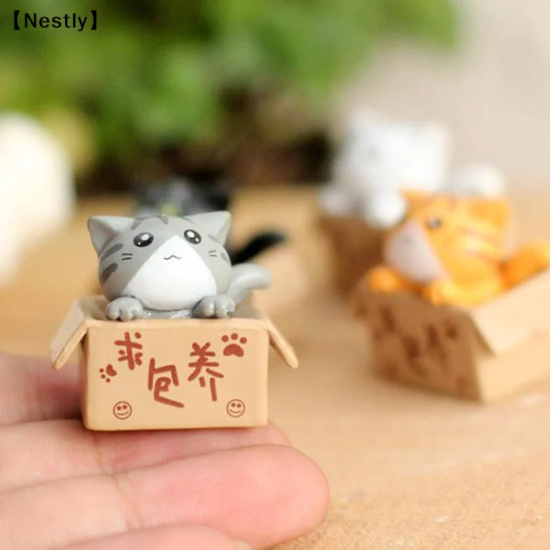 1PC  Cat Ornament Garden kitten Ornament Gift For Kids Children Baby Room Decoration Toy Miniature Figurines Home Decor〔Nest〕